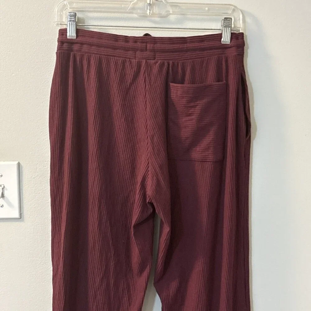 Tommy John Women’s Brushed Rib Wide Leg Lounge Pants Soft Port Royale Maroon SM